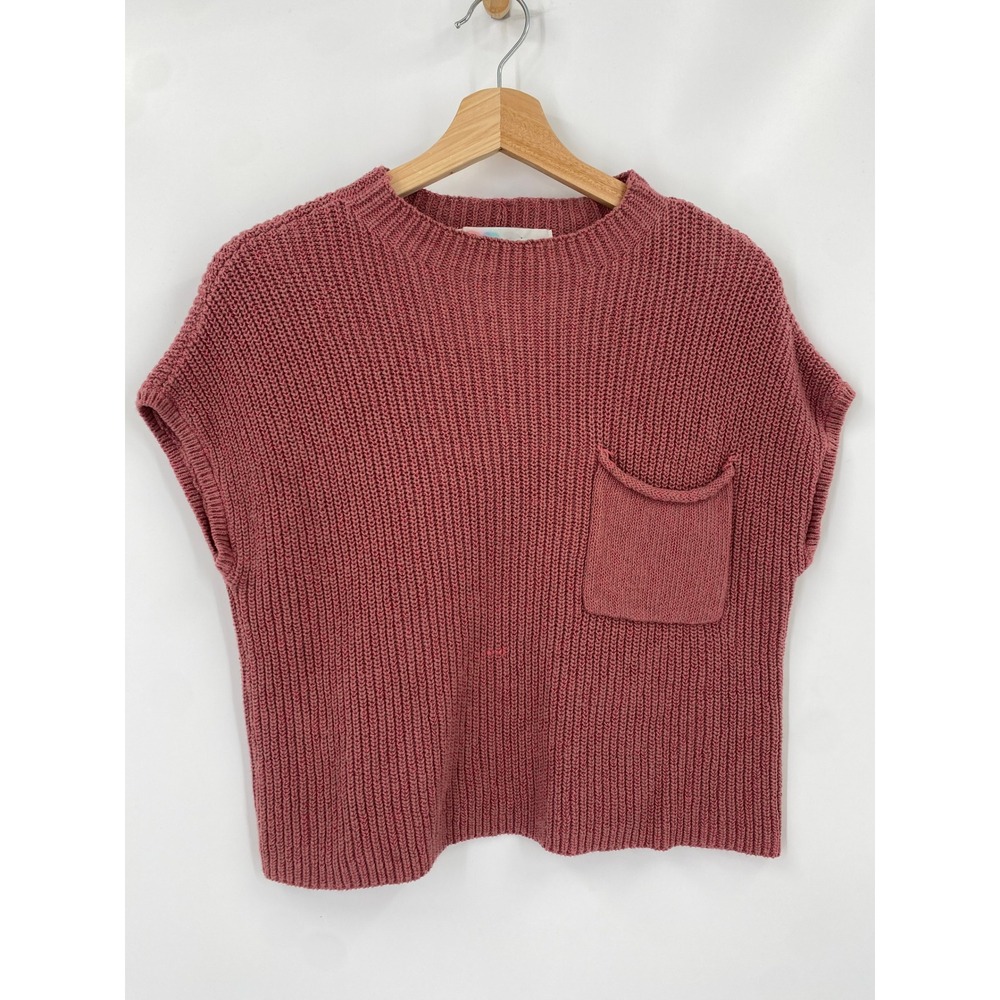 Free People Beach Sweater freya Women XS Pink Shaker Knit Pocket